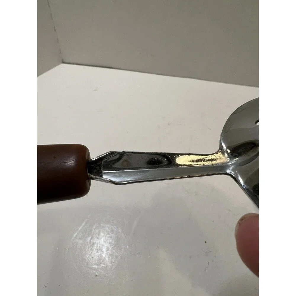 Slotted Skimmer Spoon side Knife Stainless Steel handle Vintage Brown Bakelite